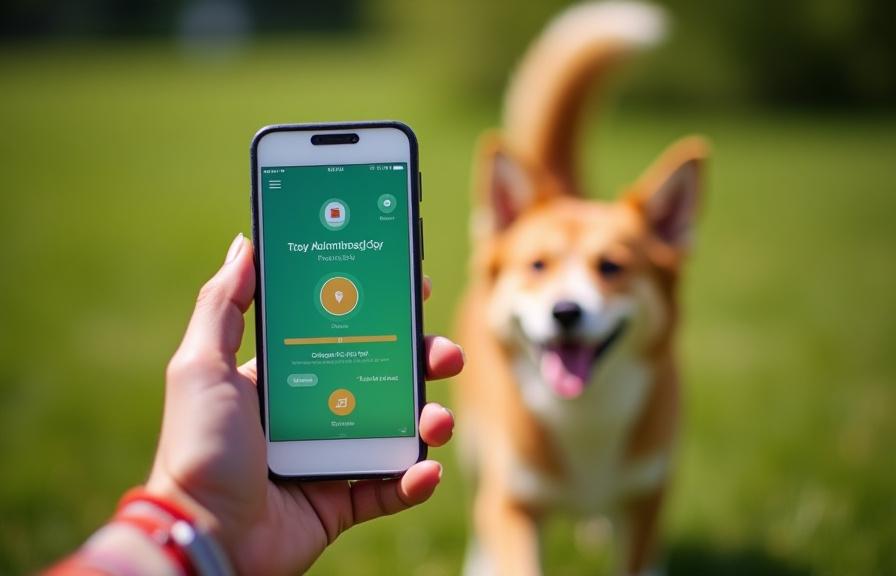 Dog walker using mobile tracking app